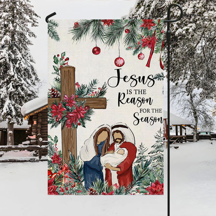 Christianartworkshop Gartenflagge mit der Aufschrift „Jesus ist der Grund“: Weihnachtsdekor für den Glauben - image 3