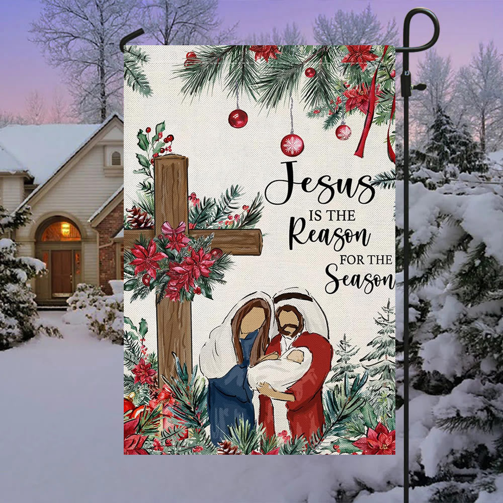 Christianartworkshop Gartenflagge mit der Aufschrift „Jesus ist der Grund“: Weihnachtsdekor für den Glauben - image 2