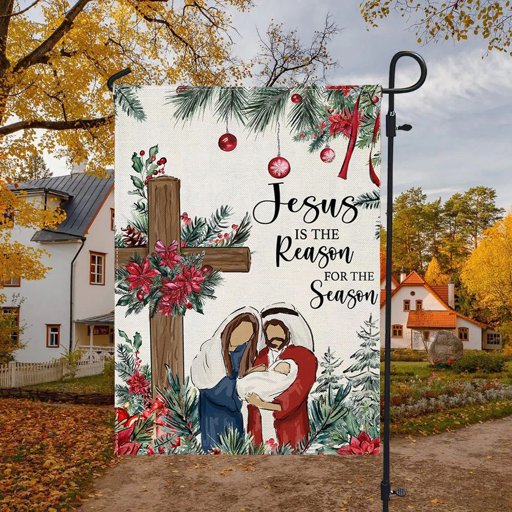 Christianartworkshop Gartenflagge mit der Aufschrift „Jesus ist der Grund“: Weihnachtsdekor für den Glauben - image 4
