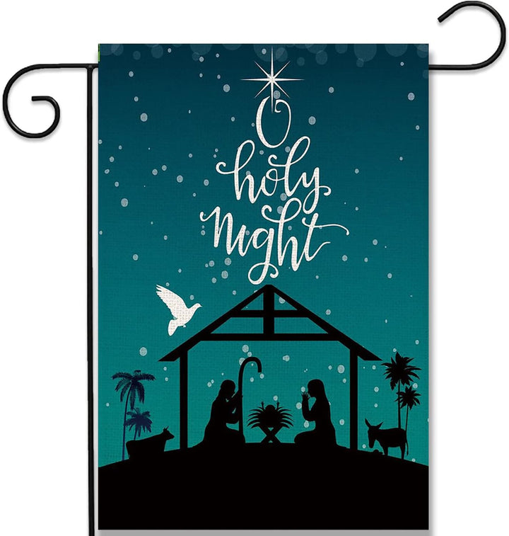 Christianartworkshop Gartenflagge mit Sternenhimmel und Weihnachtskrippe, Blaugrün, Motiv: Glaube – inspiriertes Dekor - image 6