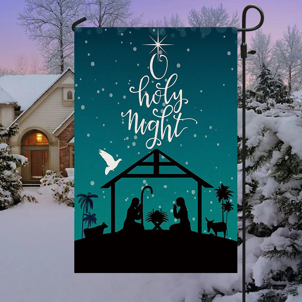Christianartworkshop Gartenflagge mit Sternenhimmel und Weihnachtskrippe, Blaugrün, Motiv: Glaube – inspiriertes Dekor - image 2