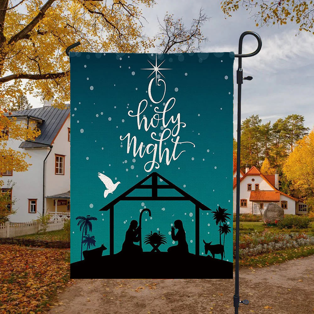 Christianartworkshop Gartenflagge mit Sternenhimmel und Weihnachtskrippe, Blaugrün, Motiv: Glaube – inspiriertes Dekor - image 4