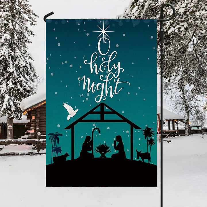 Christianartworkshop Gartenflagge mit Sternenhimmel und Weihnachtskrippe, Blaugrün, Motiv: Glaube – inspiriertes Dekor - image 3
