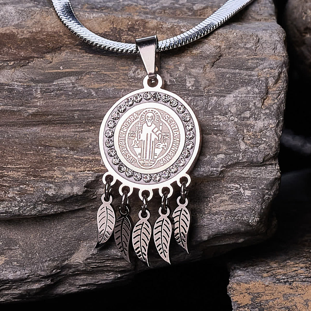 Christianartworkshop Halskette mit Anhänger mit Heiligensymbol: Künstlerischer Schmuck mit Zirkon-Akzenten - Silber - image 0