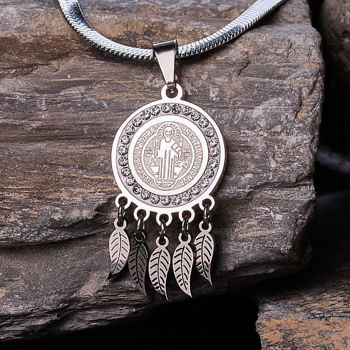 Christianartworkshop Halskette mit Anhänger mit Heiligensymbol: Künstlerischer Schmuck mit Zirkon-Akzenten - Silber - image 0