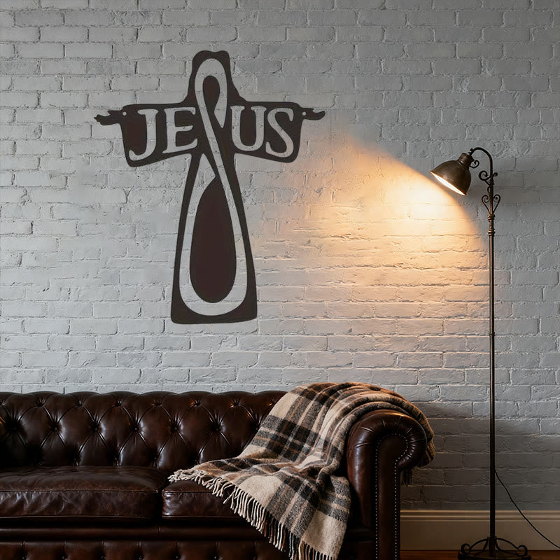 Christianartworkshop Minimalistisches Wanddekor aus schwarzem Metall mit Jesuskreuz - image 3
