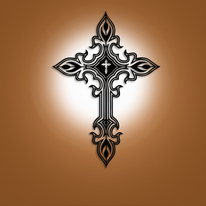 Christianartworkshop Vintage – Inspiriertes verziertes Kreuz, schwarzes Metall-Wanddekor - Schwarz - 10,83''*15,75''/27,5*40cm - image 0
