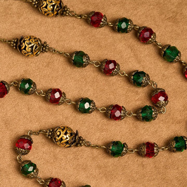 Christianartworkshop Joy of Christmas Rosenkranz mit festlichen Perlen in Rot und Grün mit der Jungfrau Maria - image 7