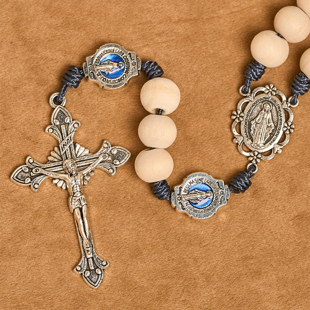 Christianartworkshop Traditioneller Gebetsrosenkranz aus Elfenbeinperlen mit 15 Dekaden und Wundertätiger Medaille - image 7