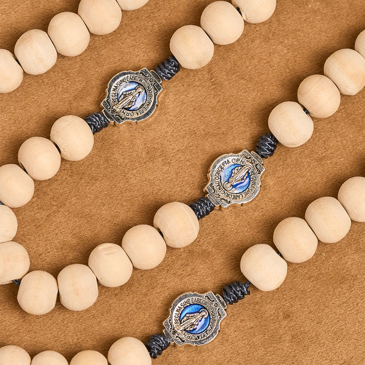 Christianartworkshop Traditioneller Gebetsrosenkranz aus Elfenbeinperlen mit 15 Dekaden und Wundertätiger Medaille - image 6