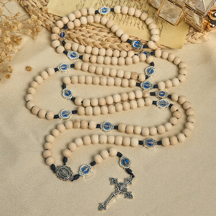 Christianartworkshop Traditioneller Gebetsrosenkranz aus Elfenbeinperlen mit 15 Dekaden und Wundertätiger Medaille - image 5