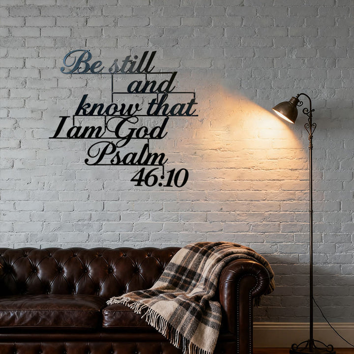 Christianartworkshop Klassische schwarze Wanddekoration aus Metall mit Psalm 46:10 - image 4