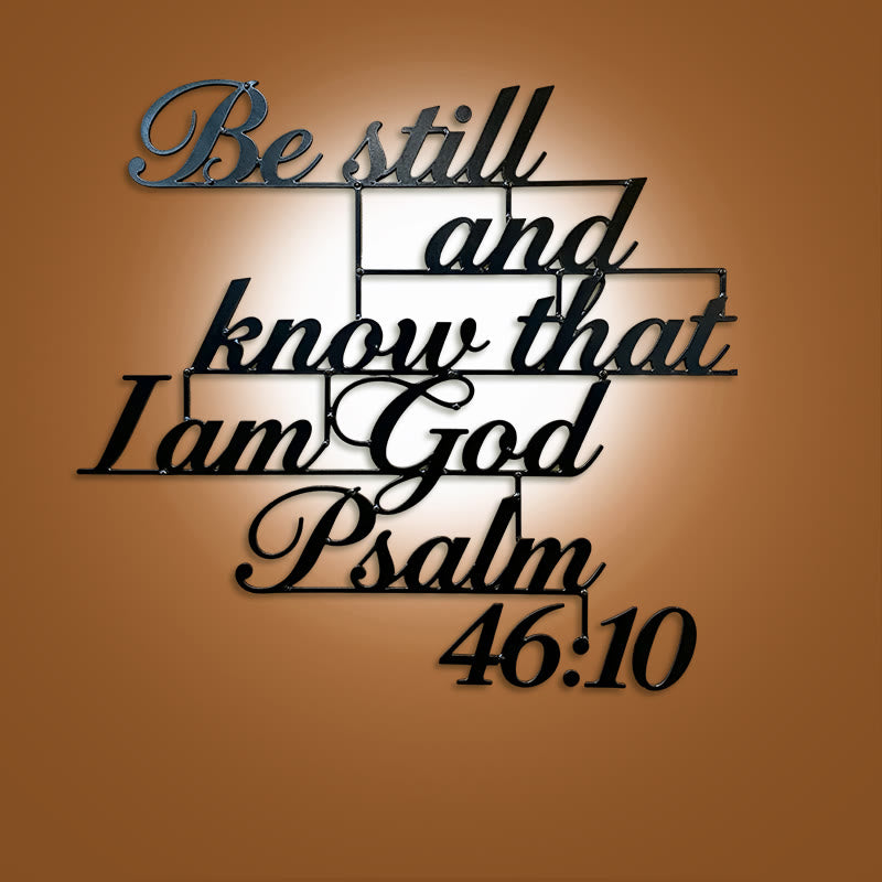 Christianartworkshop Klassische schwarze Wanddekoration aus Metall mit Psalm 46:10 - Schwarz - 11,81''*10,90''/30*27,6cm - image 0