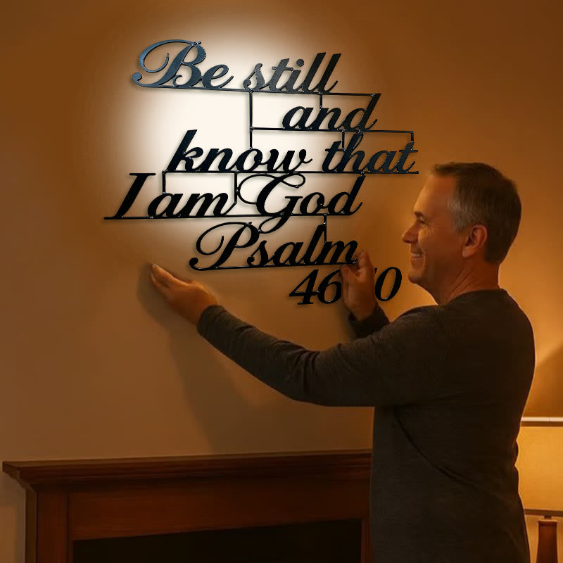 Christianartworkshop Klassische schwarze Wanddekoration aus Metall mit Psalm 46:10 - image 1