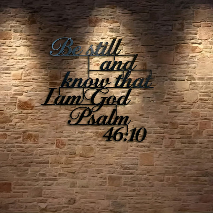 Christianartworkshop Klassische schwarze Wanddekoration aus Metall mit Psalm 46:10 - image 2