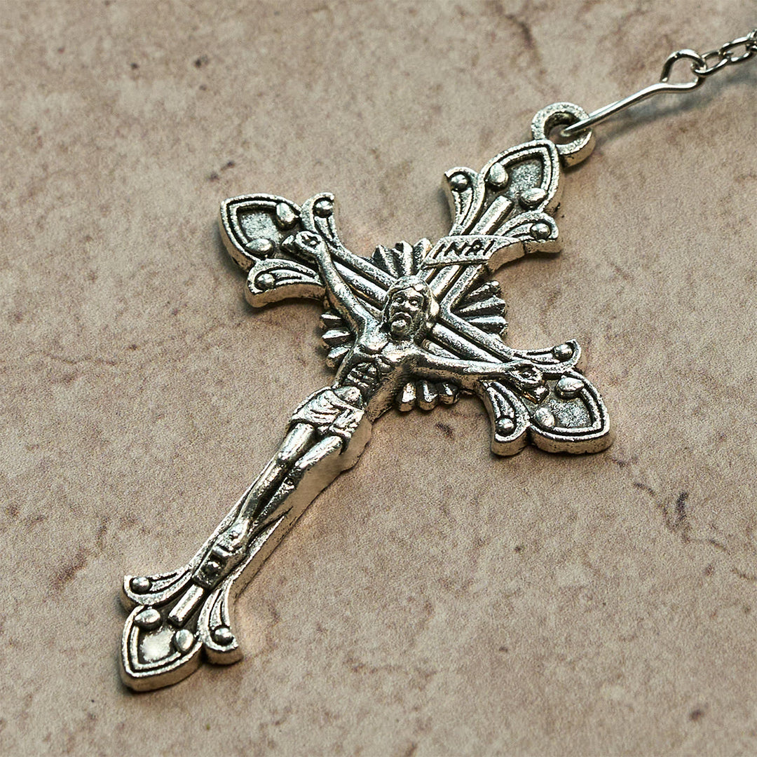 Christianartworkshop Kristallbesetzte dreifarbige Perlen und Wundertätige Medaille, glamouröser funkelnder Rosenkranz - image 9