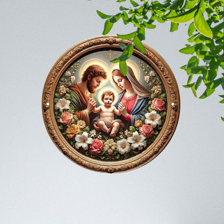 Christianartworkshop Verziertes Goldenes – Gerahmte Heilige Familie Blumenkunst Hängende Ornamente - image 3