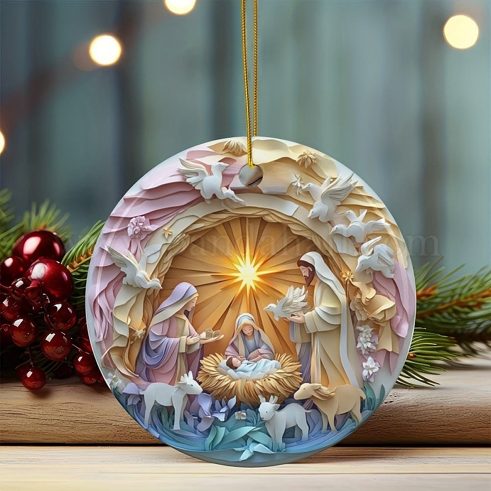 Christianartworkshop Pastellkunst, Weihnachtskrippe, Weihnachtsbaum-Ornamente zum Aufhängen - Keramik - image 0