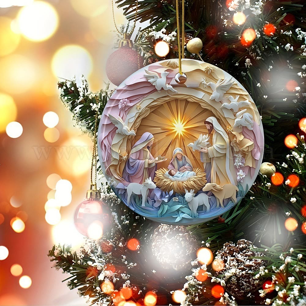 Christianartworkshop Pastellkunst, Weihnachtskrippe, Weihnachtsbaum-Ornamente zum Aufhängen - image 2