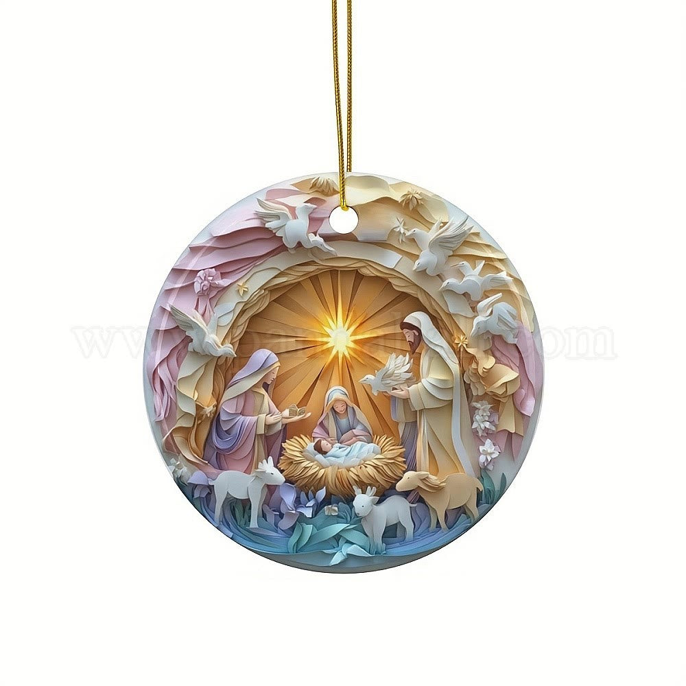 Christianartworkshop Pastellkunst, Weihnachtskrippe, Weihnachtsbaum-Ornamente zum Aufhängen - image 3