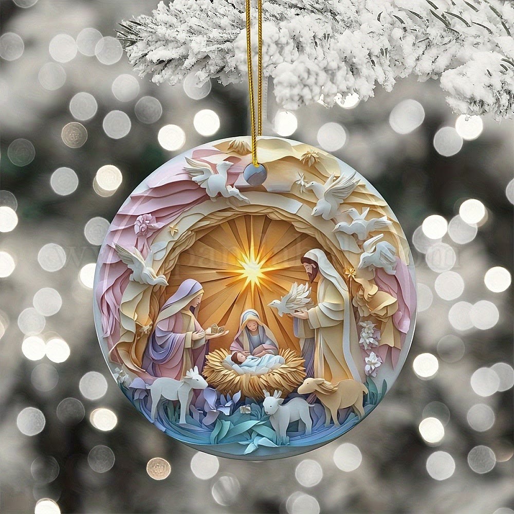 Christianartworkshop Pastellkunst, Weihnachtskrippe, Weihnachtsbaum-Ornamente zum Aufhängen - image 1