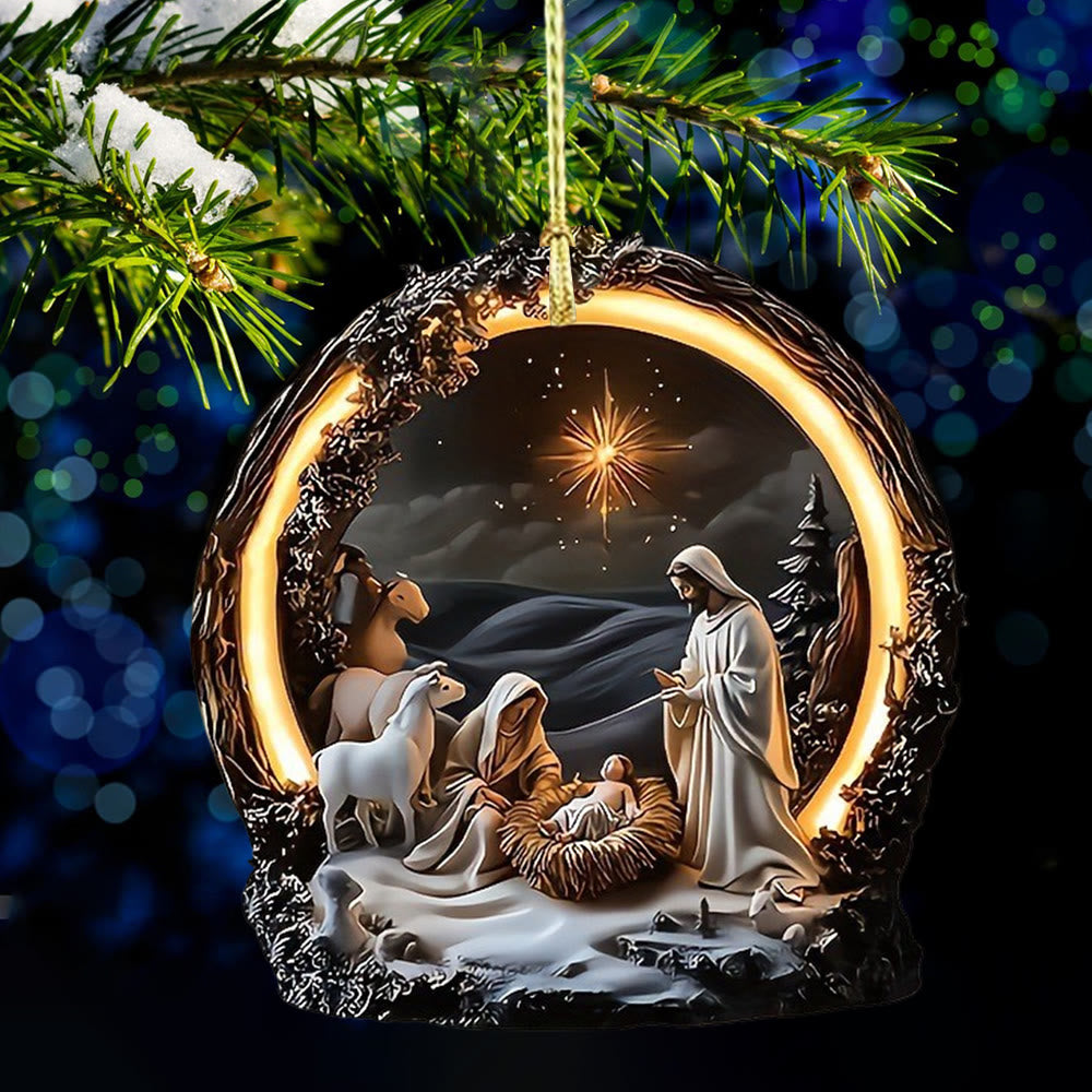 Christianartworkshop Warm beleuchtete Weihnachtskrippe, Kunst, hängende Ornamente - image 4