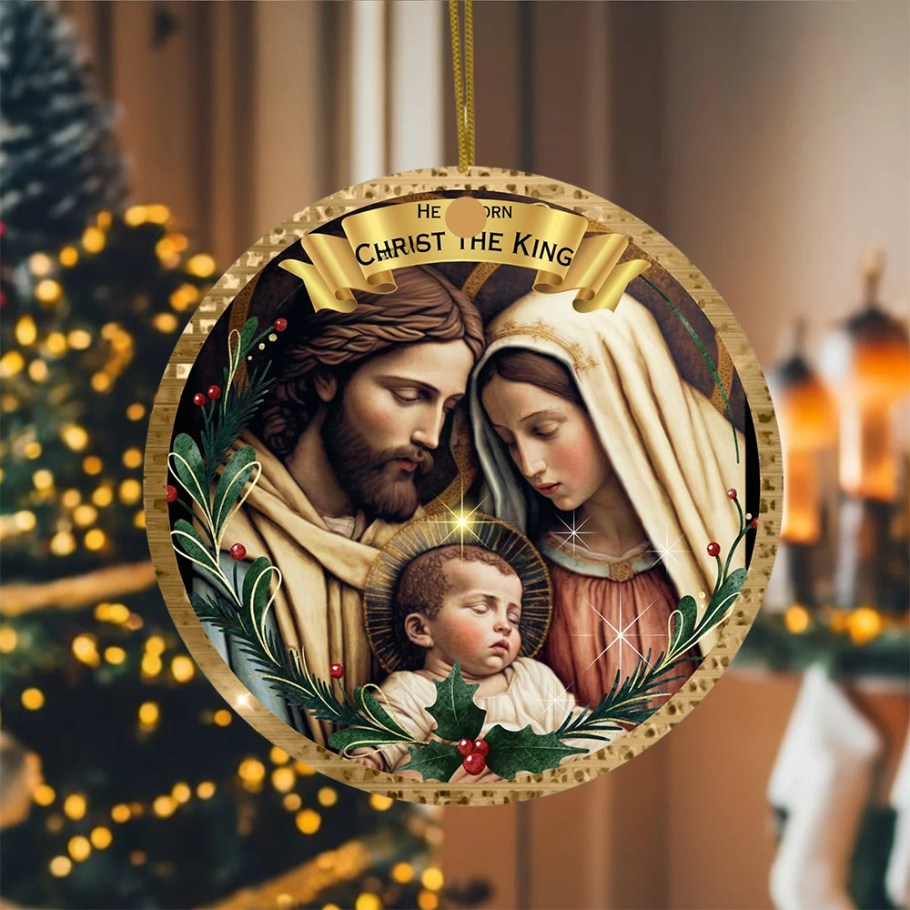 Christianartworkshop Golden – Gerahmter klassischer Weihnachtsschmuck der Heiligen Familie - Keramik - image 0