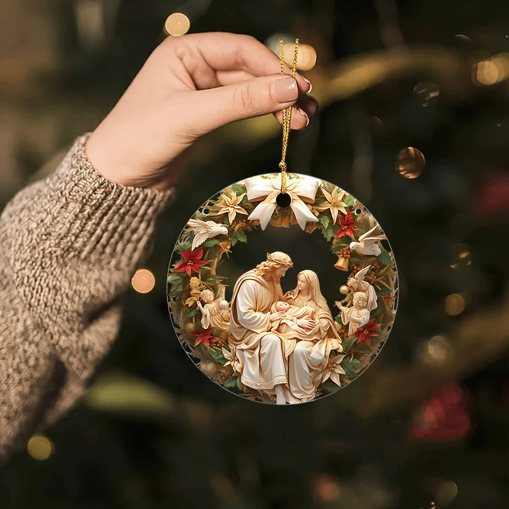 Christianartworkshop Klassische Weihnachtsdekoration zum Aufhängen, Heilige Familie und kleine Engel - image 2