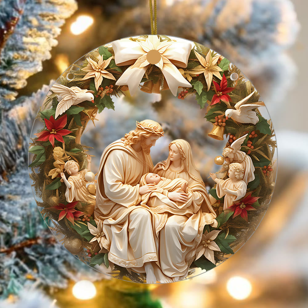 Christianartworkshop Klassische Weihnachtsdekoration zum Aufhängen, Heilige Familie und kleine Engel - image 4