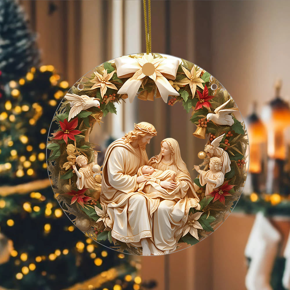 Christianartworkshop Klassische Weihnachtsdekoration zum Aufhängen, Heilige Familie und kleine Engel - image 3