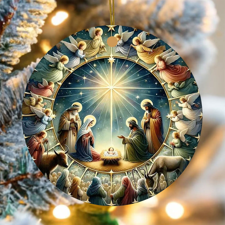 Christianartworkshop Weihnachtskrippe mit mehreren Figuren und Engeln, Weihnachtsdekoration zum Aufhängen - image 4