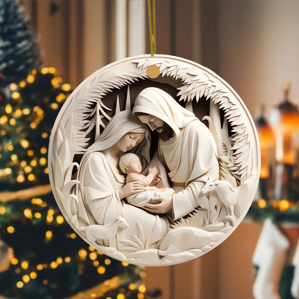 Christianartworkshop Serene Creme – farbige Weihnachtsdekoration der Heiligen Familie zum Aufhängen - image 4