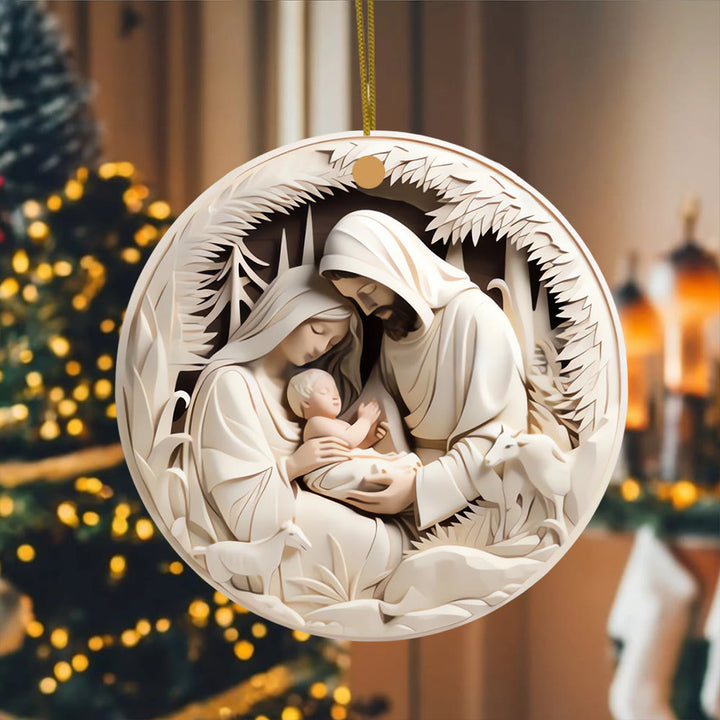 Christianartworkshop Serene Creme – farbige Weihnachtsdekoration der Heiligen Familie zum Aufhängen - image 4