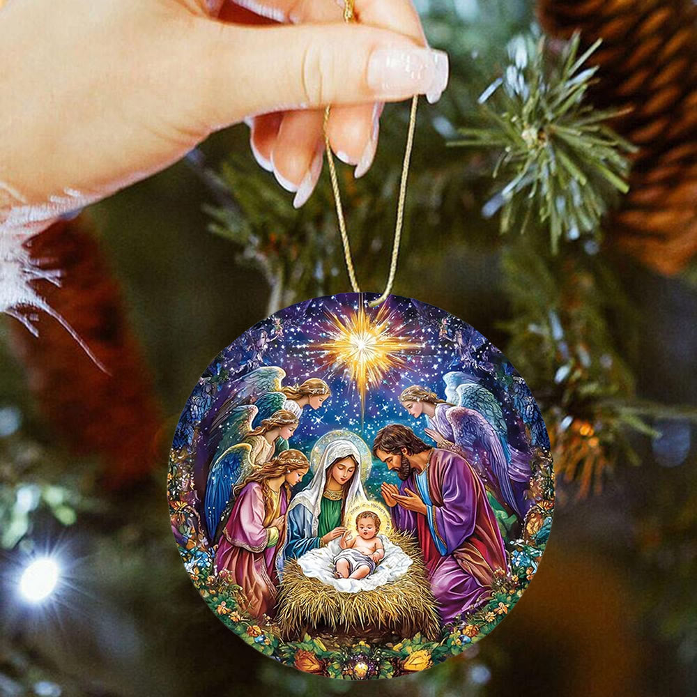 Christianartworkshop Festlicher, farbenfroher Engel – Weihnachtsdekoration mit Akzenten zur Weihnachtskrippe zum Aufhängen - image 1
