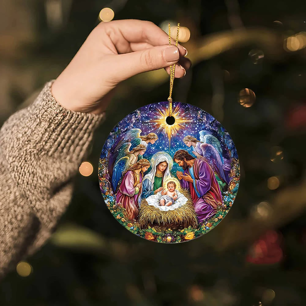Christianartworkshop Festlicher, farbenfroher Engel – Weihnachtsdekoration mit Akzenten zur Weihnachtskrippe zum Aufhängen - image 3