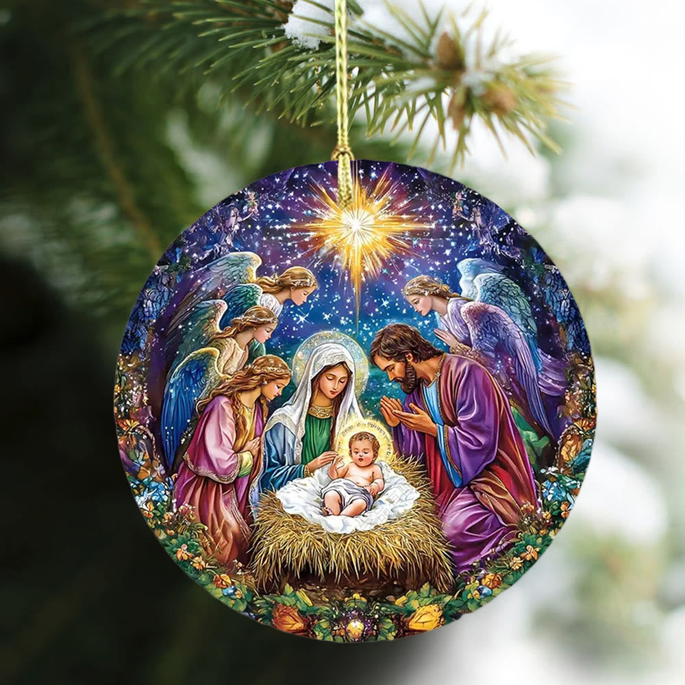 Christianartworkshop Festlicher, farbenfroher Engel – Weihnachtsdekoration mit Akzenten zur Weihnachtskrippe zum Aufhängen - image 4