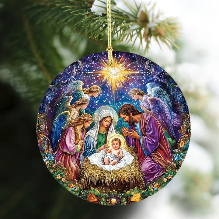 Christianartworkshop Festlicher, farbenfroher Engel – Weihnachtsdekoration mit Akzenten zur Weihnachtskrippe zum Aufhängen - image 4