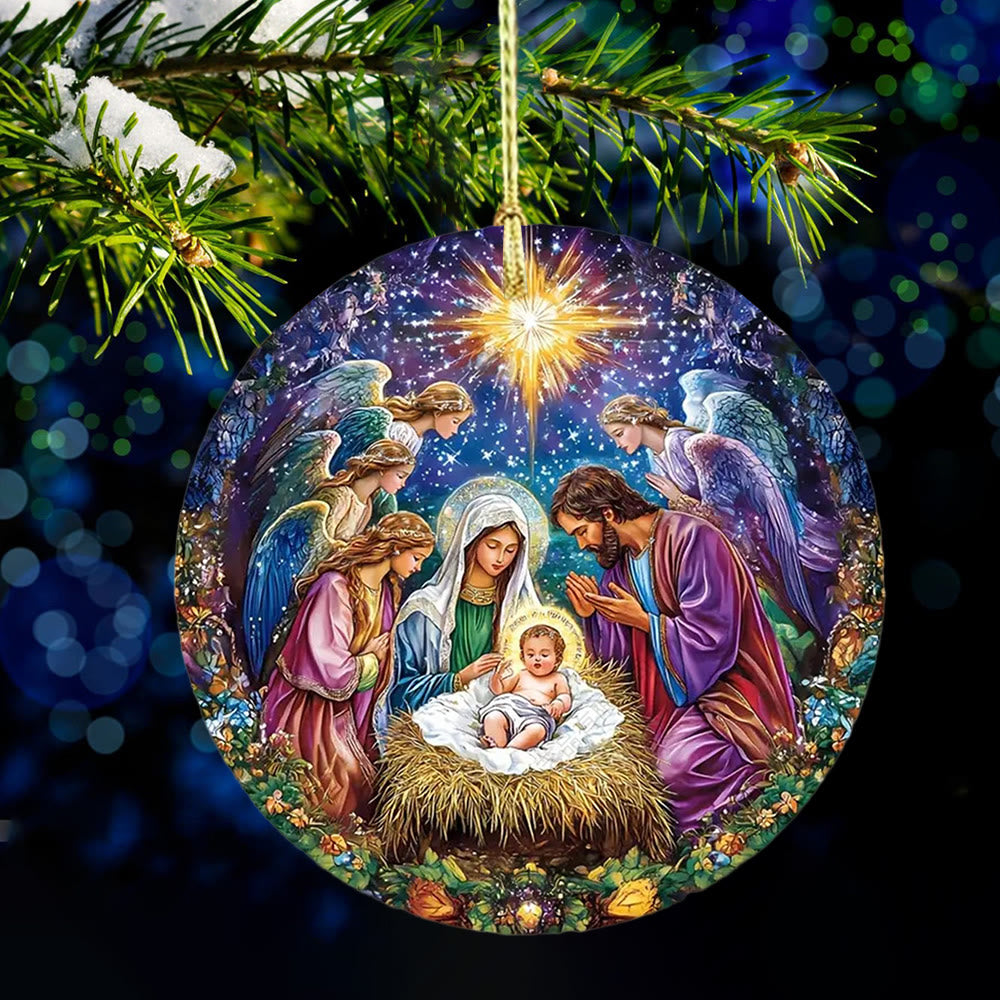 Christianartworkshop Festlicher, farbenfroher Engel – Weihnachtsdekoration mit Akzenten zur Weihnachtskrippe zum Aufhängen - Keramik - image 0