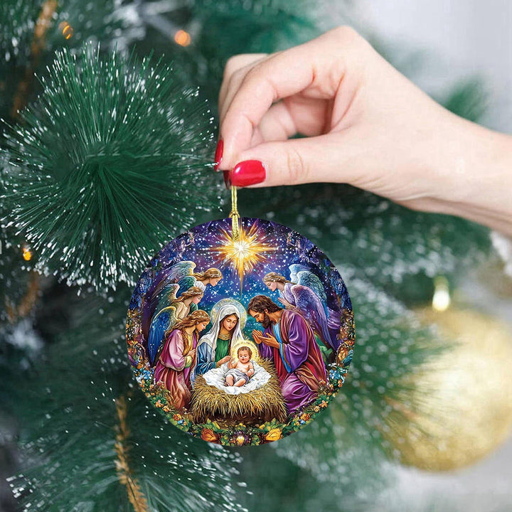 Christianartworkshop Festlicher, farbenfroher Engel – Weihnachtsdekoration mit Akzenten zur Weihnachtskrippe zum Aufhängen - image 2