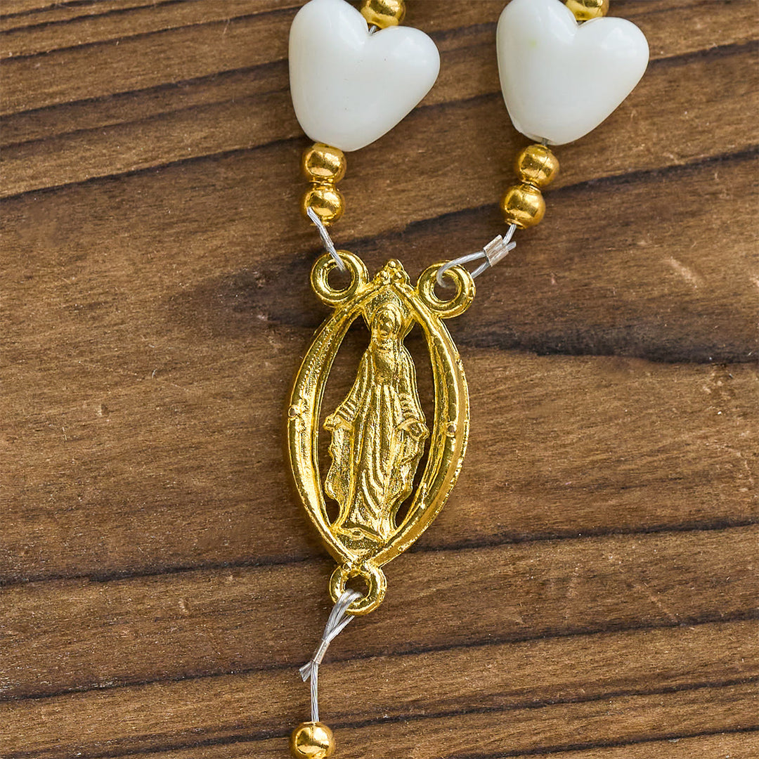 Christianartworkshop Erntedankfest: 10 mm leuchtendes Herz und weißer Rosenkranz: Marias sanfter Schutz - image 9