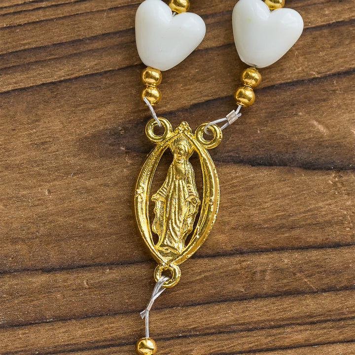 Christianartworkshop Erntedankfest: 10 mm leuchtendes Herz und weißer Rosenkranz: Marias sanfter Schutz - image 9