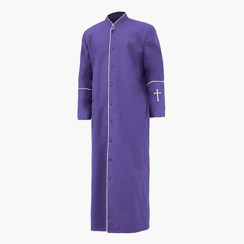 Christianartworkshop Priesterrobe im mittelalterlichen Stil in verschiedenen Farben und mit Kreuzdetails - Lila - 3XL - image 12