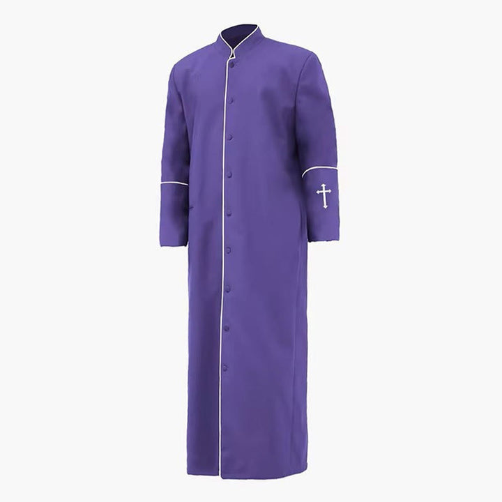 Christianartworkshop Priesterrobe im mittelalterlichen Stil in verschiedenen Farben und mit Kreuzdetails - Lila - 3XL - image 12