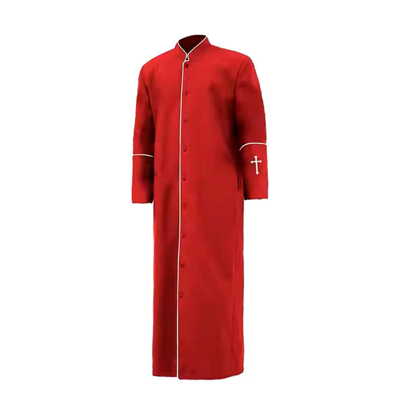 Christianartworkshop Priesterrobe im mittelalterlichen Stil in verschiedenen Farben und mit Kreuzdetails - Rot - 3XL - image 9