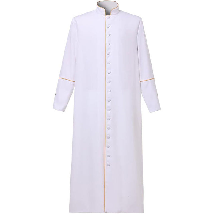 Christianartworkshop Mittelalterliche schwarze Priesterkutte in verschiedenen Farben und mit Kreuzverzierungen - Weiß mit Goldstreifen - 3XL - image 7