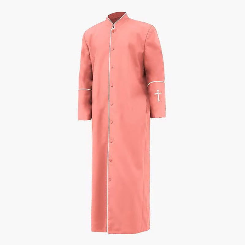 Christianartworkshop Priesterrobe im mittelalterlichen Stil in verschiedenen Farben und mit Kreuzdetails - Rosa - 3XL - image 15