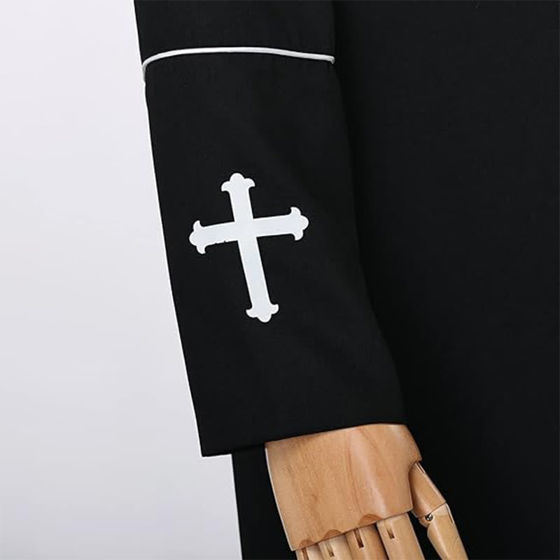 Christianartworkshop Mittelalterliche schwarze Priesterkutte in verschiedenen Farben und mit Kreuzverzierungen - image 5