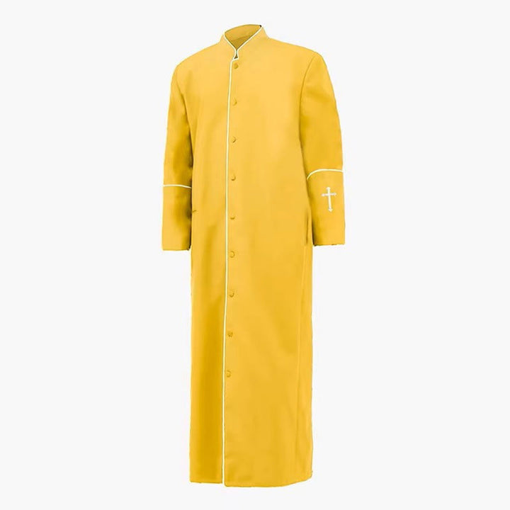 Christianartworkshop Priesterrobe im mittelalterlichen Stil in verschiedenen Farben und mit Kreuzdetails - Gelb - 3XL - image 10