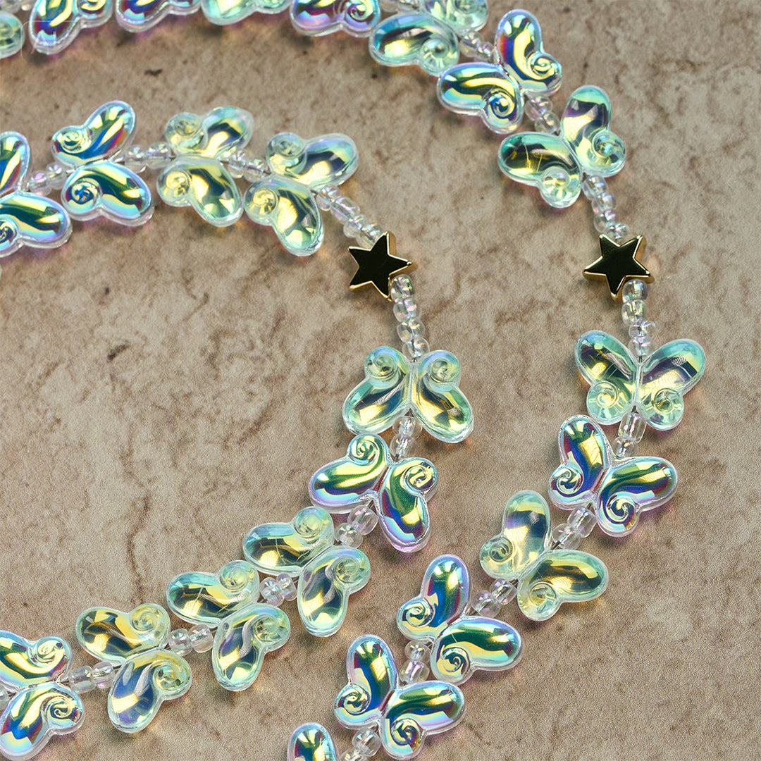 Christianartworkshop Sternenhimmel, schimmernder grüner Schmetterling mit wundertätiger Medaille, Tier-Rosenkranz - image 5
