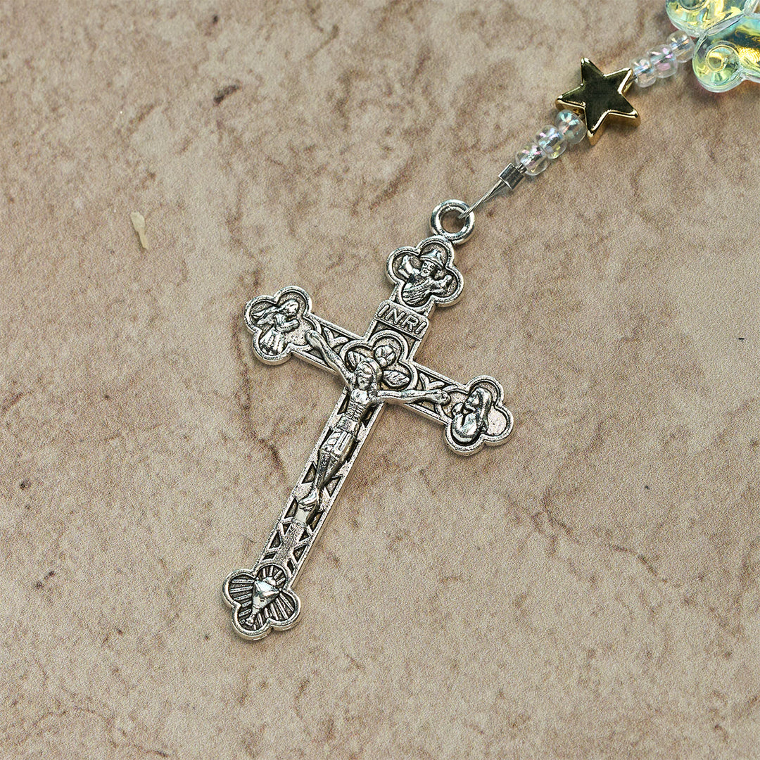 Christianartworkshop Sternenhimmel, schimmernder grüner Schmetterling mit wundertätiger Medaille, Tier-Rosenkranz - image 7